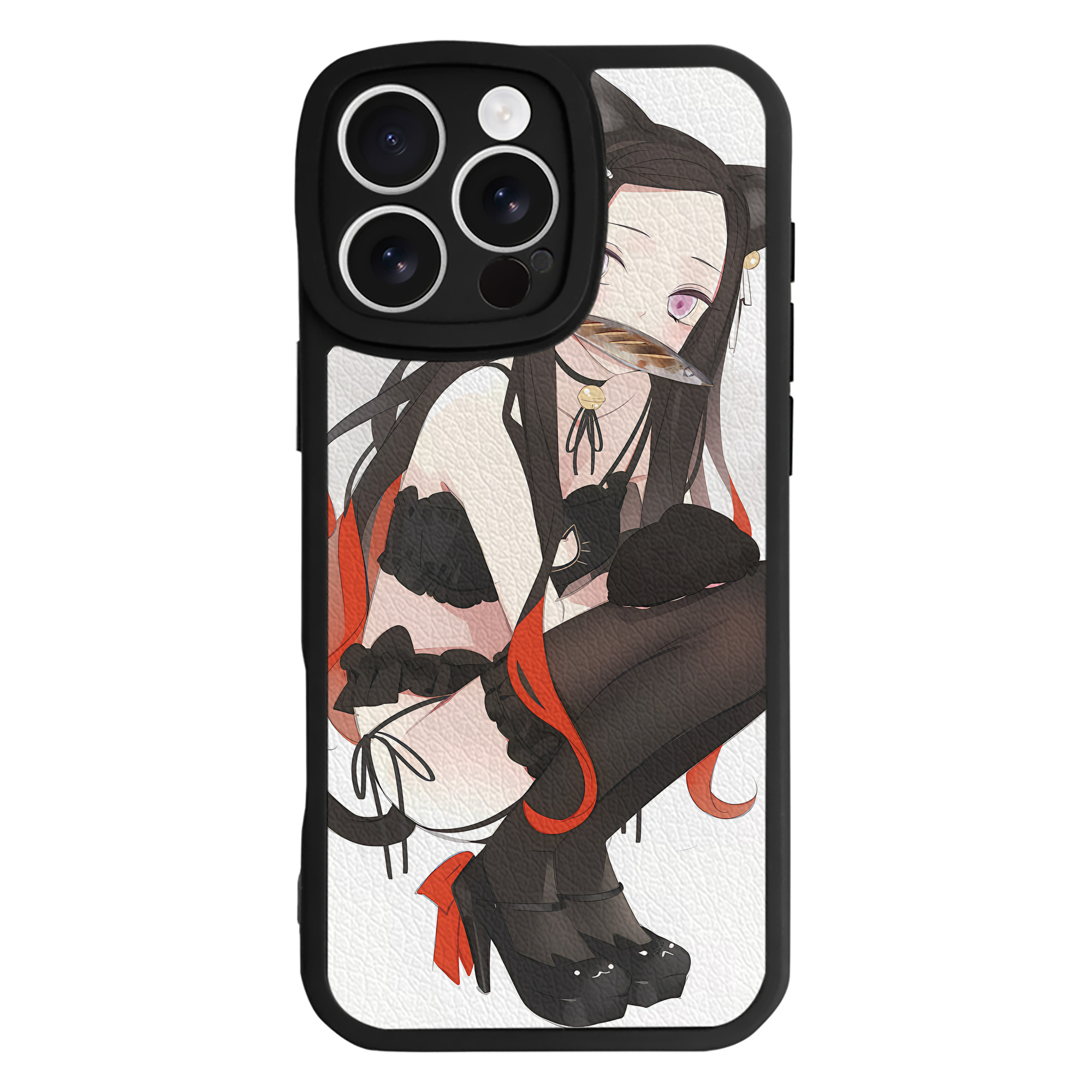 （画像用） 鬼滅の刃（きめつのやいば）竈門 禰󠄀豆子／かまど ねずこ Kamado Nezuko 【iPhone 16シリーズ対応】シリコンスマホケース（レザー調） 材質：シリコン